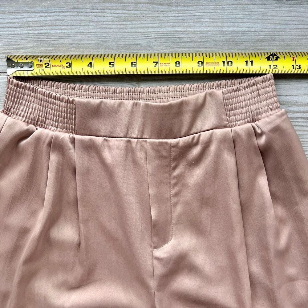 Mable Women's Tan Elastic Waist Pull On Pleated Wide Leg Pants Size Medium - Picture 3 of 6